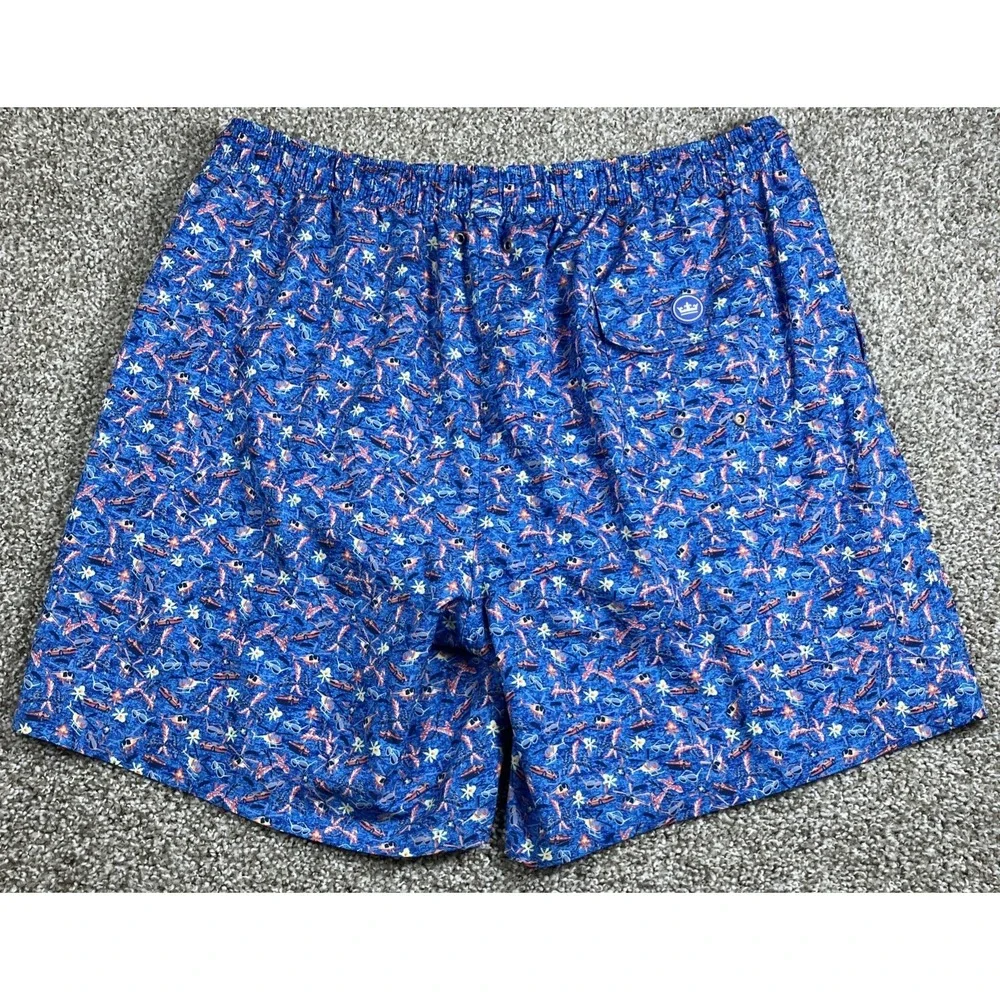 Peter Millar Swim Trunks‎ Men's XL Sunglasses Sports Car Helicopter Blue Print
